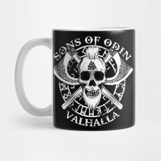 SONS OF ODIN - Viking Valhalla Thor Rune Valknut Axe Bearded Skull Men Gifts Mug